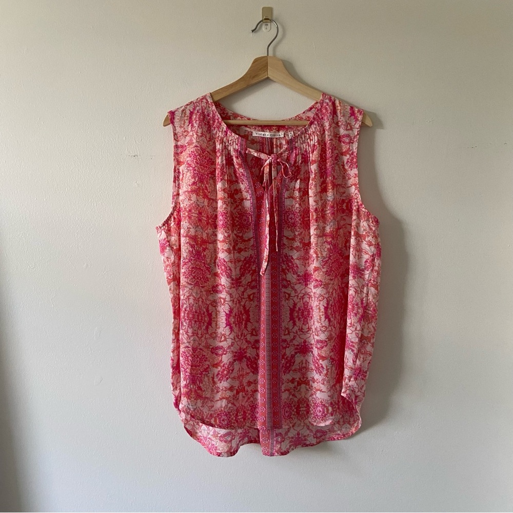 2/$35 Violet + Clair Pink Floral Blouse